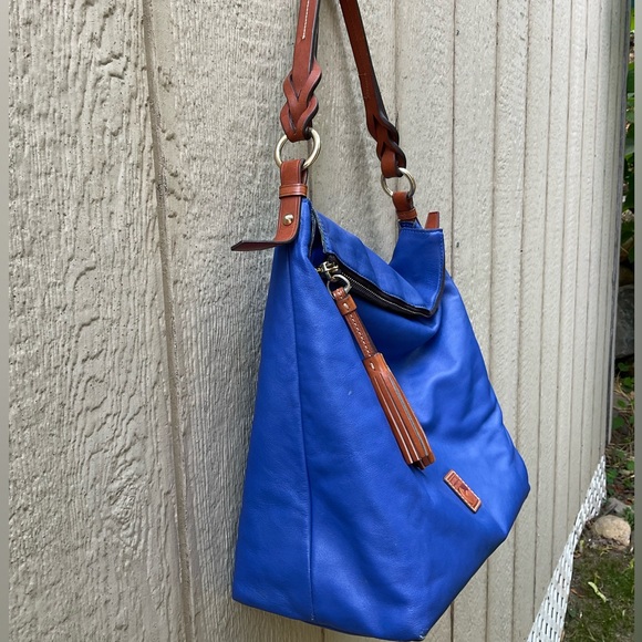 Dooney Bourke Newbury Leather Sloan Dixon Crossbody Bag Cobalt Blue & Tan 👜💙 - Picture 12 of 16